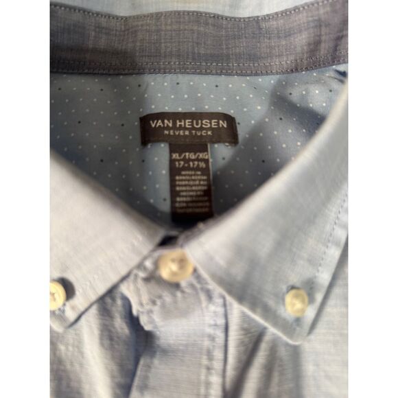 Men's Van Heusen Never Tuck Light Blue Textured Dress Shirt Size‎ XL - Picture 2 of 10